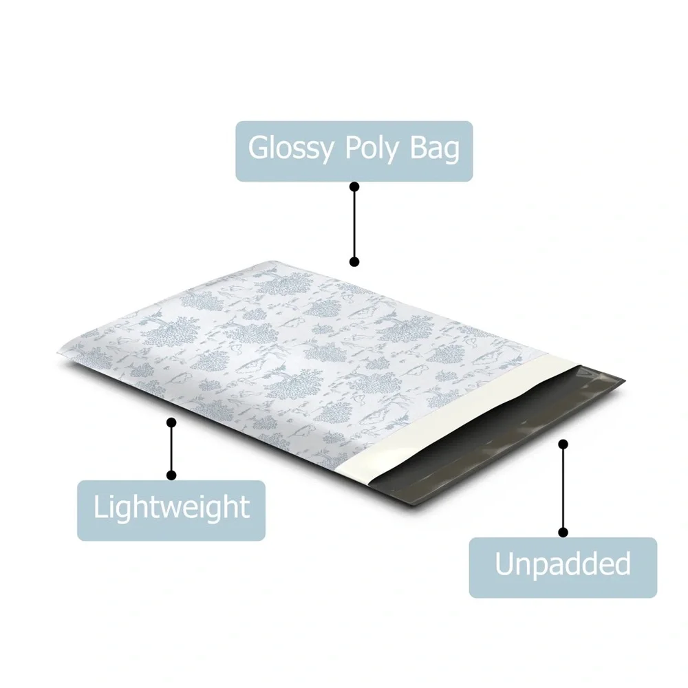 Blue Toile Poly Mailers 10x13 Pack of 25